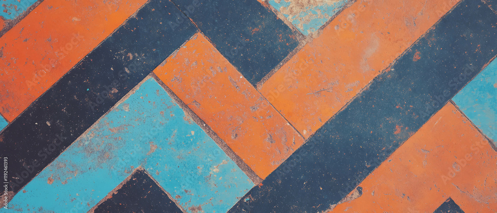Poster faded vintage textures and patterns in retro punk style floor design