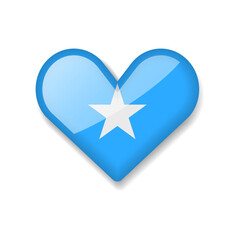 Somalia - Shiny Flag in the Form of Heart. Vector Illustration.
