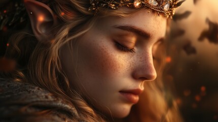 Mystical Elf in Enchanted Kingdom at Twilight