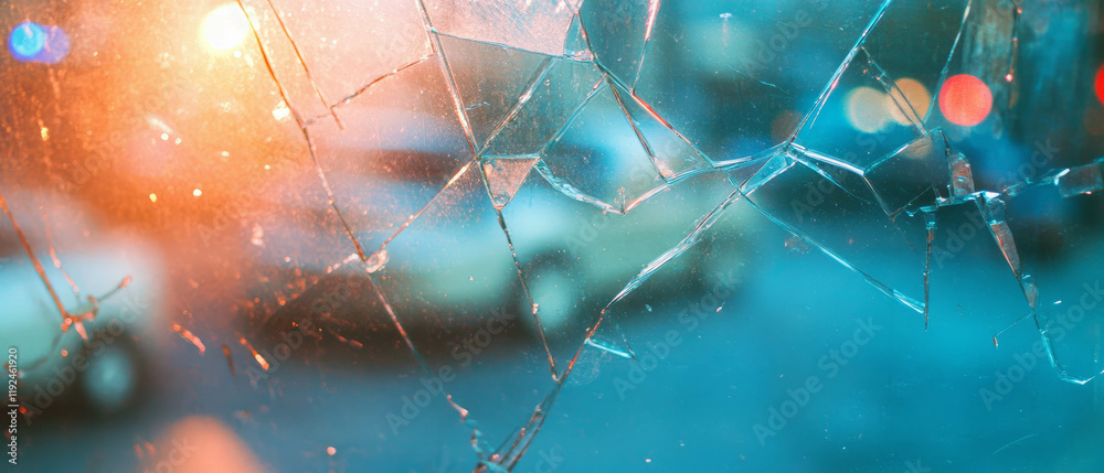 Poster fractured light and shattered glass create an abstract background of fragmented beauty