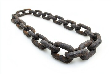 Obraz premium Broken Chain Symbolizing Security Breach on White Background