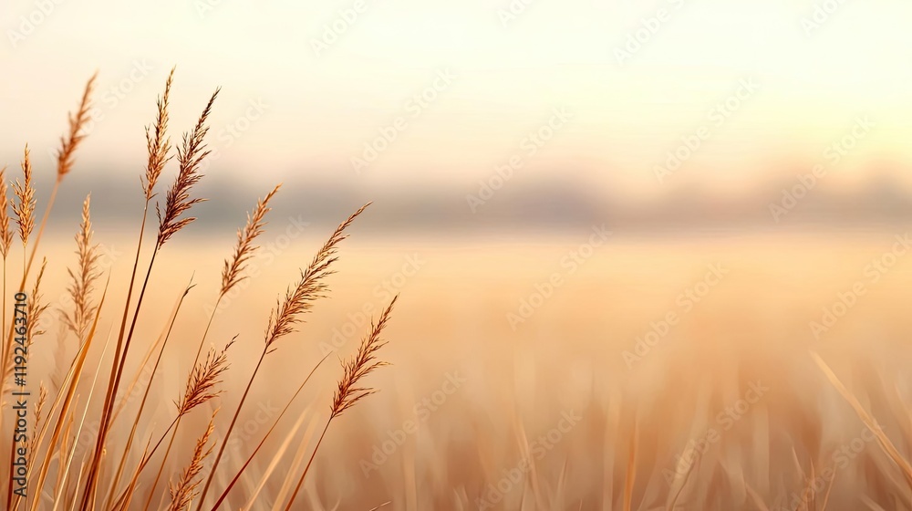 Poster blurred abstract background idea. golden grass swaying gently in a serene landscape at sunset.