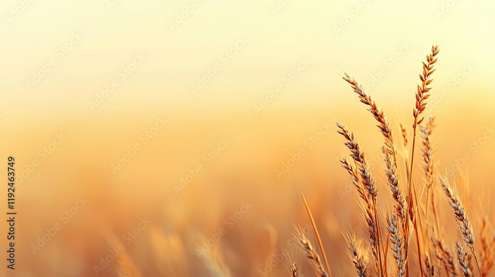 Poster blurred abstract background idea. golden wheat ears swaying gently in the warm sunlight of a serene 