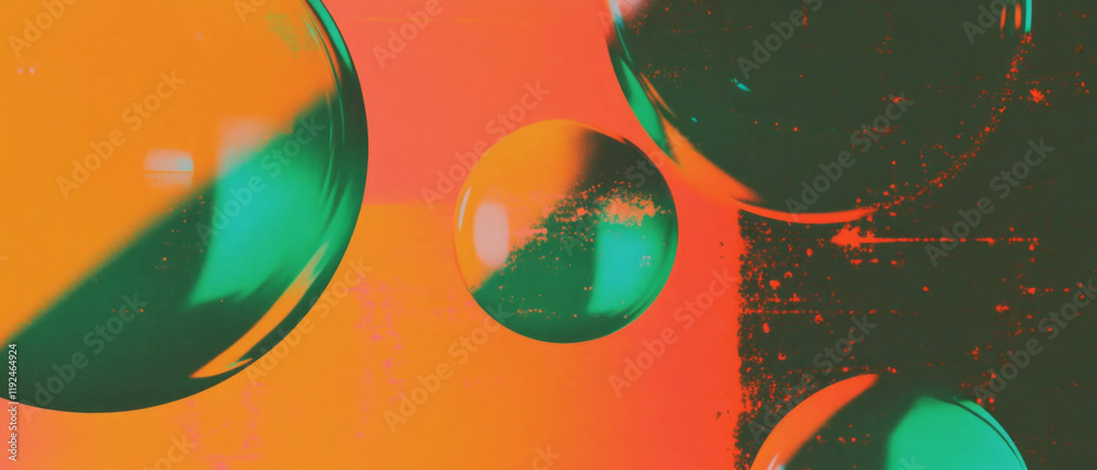 Poster Dynamic green abstract shapes create a vibrant artistic composition in fluid forms
