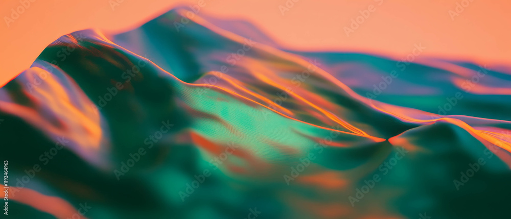 Poster Vibrant green abstract shapes create dynamic forms in artistic composition