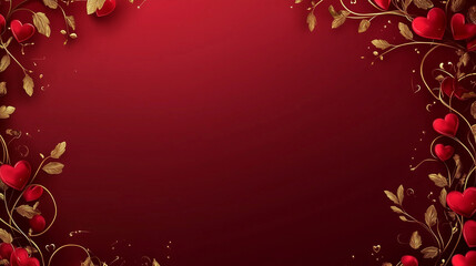 Red Valentine's Day themed background with gold engravings on the right and space for text on the left