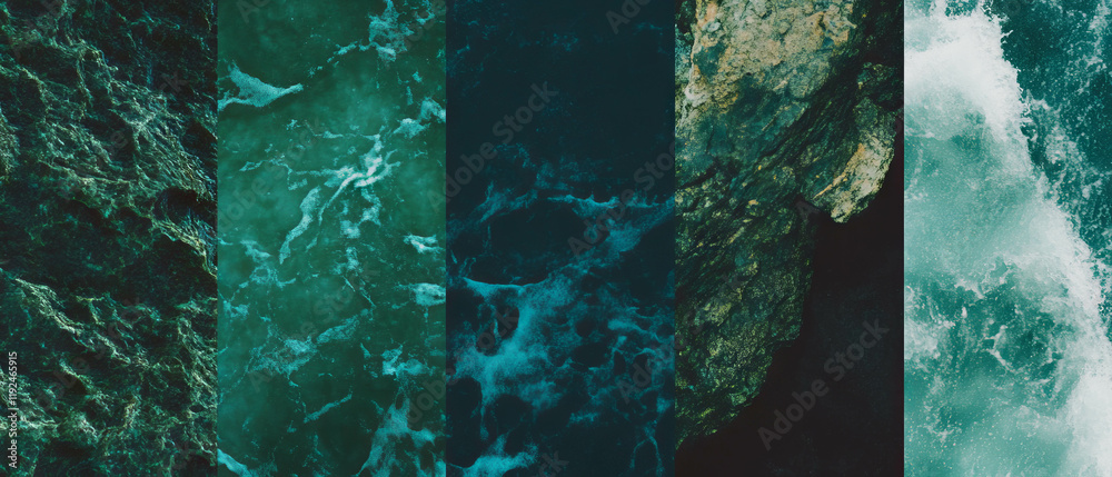 Aufkleber exploring a vibrant tapestry of green textures and subtle water patterns