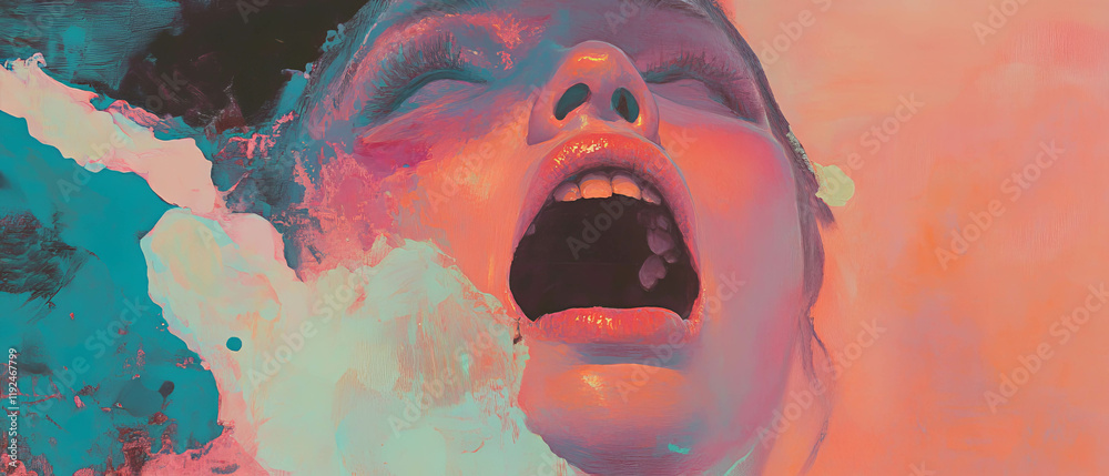 Aufkleber vibrant expression of emotions through intense colors and maximalist aesthetics in surreal art