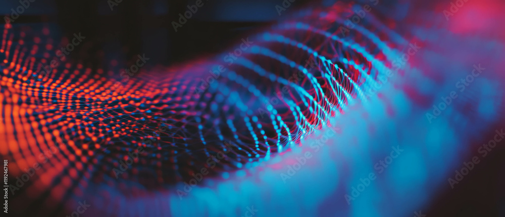 Poster Interconnected lines pulsate with rhythmic movement in vibrant colors and patterns