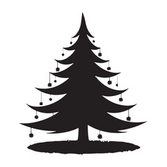 Vector christmas tree isolated on transparent background. Beautiful shining christmas tree with decorations - balls, garlands, bulbs, tinsel and a golden star at the top. Realistic style. Eps 10