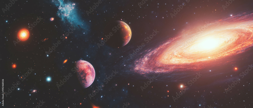Poster exploring the mysteries of interstellar travel through wormholes and cosmic phenomena