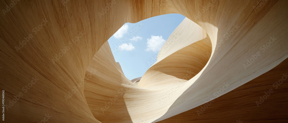 Poster Intertwined shapes create flowing forms in an abstract organic composition