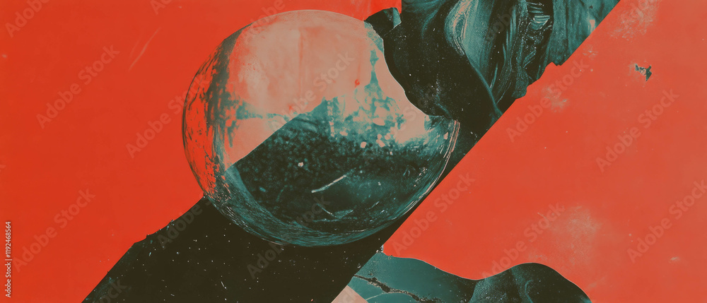 Poster Intertwined shapes create a dynamic composition with vibrant colors and flowing forms