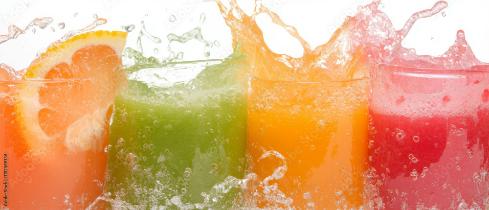 Poster Freshly squeezed juices splash in vibrant colors for a refreshing drink experience