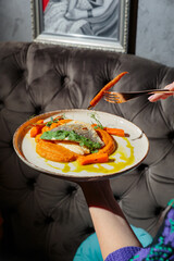 Hot and tasty dish with sauces