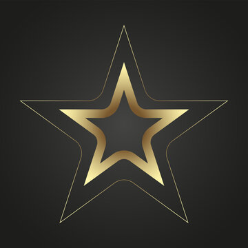 Clear premuim star with gold line stoke on dark background, for level, high class, special element, high, top, banner. Top Luxury star invector illustration design