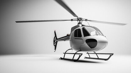 Helicopter flying in the sky with rotor blades spinning