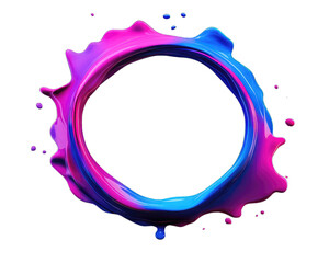 Obraz premium Abstract circular frame of pink and blue liquid splash. isolated on transparent background.