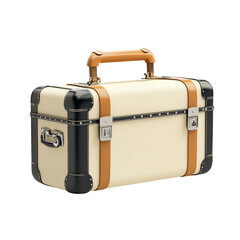 Vintage Style Hard Case Luggage with Handle Isolated on Transparent Background for Travel