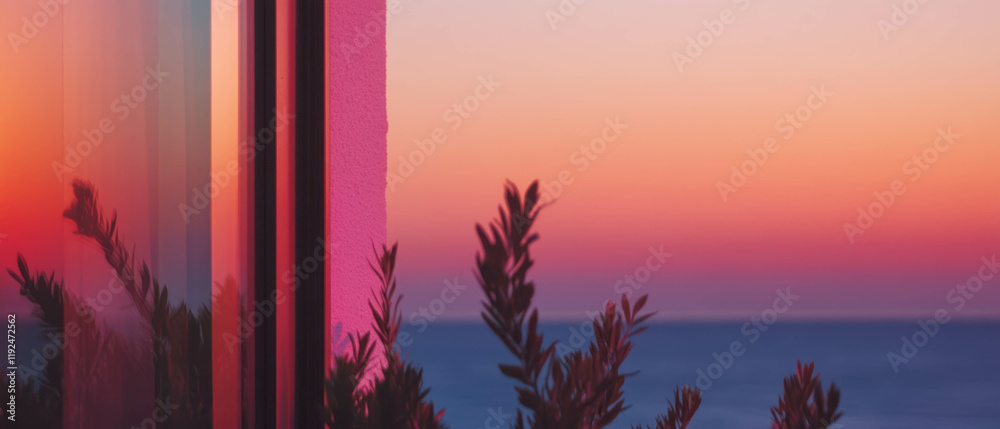 Poster Peaceful sunset view with a light matte backdrop creating serene calmness
