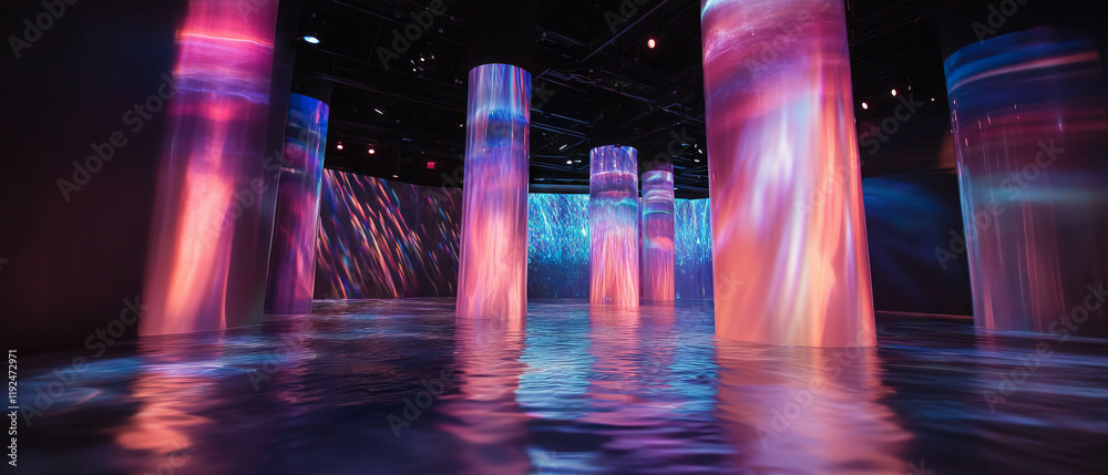 Poster Liquid light display creates a mesmerizing atmosphere with dynamic colors and flowing visuals
