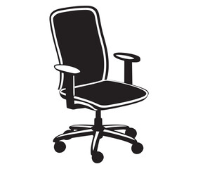 Office chair isolated on white background, Silhouette office chair design