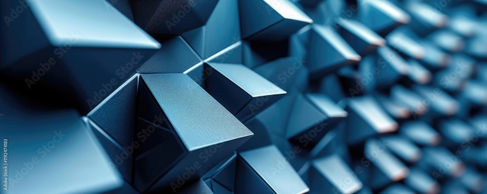 Poster Studio absorber concept. Abstract blue geometric shapes create a visually striking textural background design.
