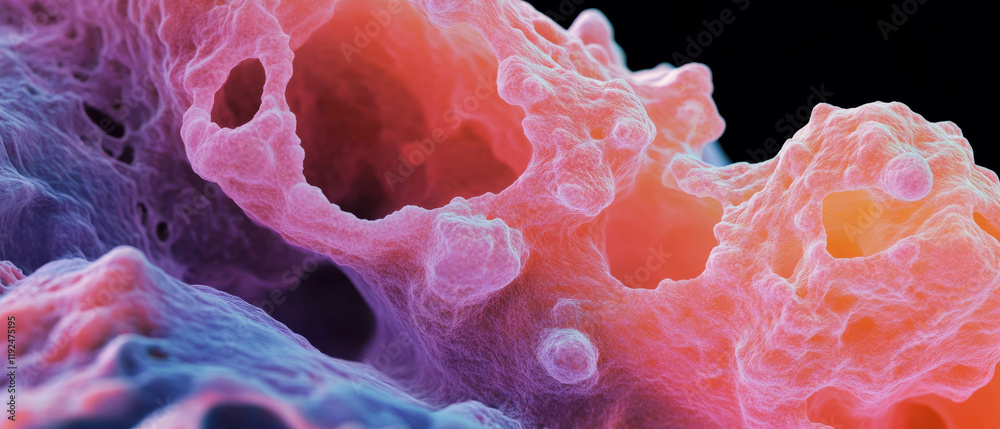 Aufkleber microscopic textures reveal colorful and intricate abstract forms with distorted details
