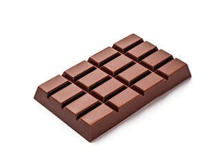 Chocolate Bar Isolated, Whole Chocolate Blok with Square Segments on White Background