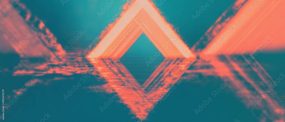 Poster Mirrored patterns create dynamic geometric reflections in vibrant colors