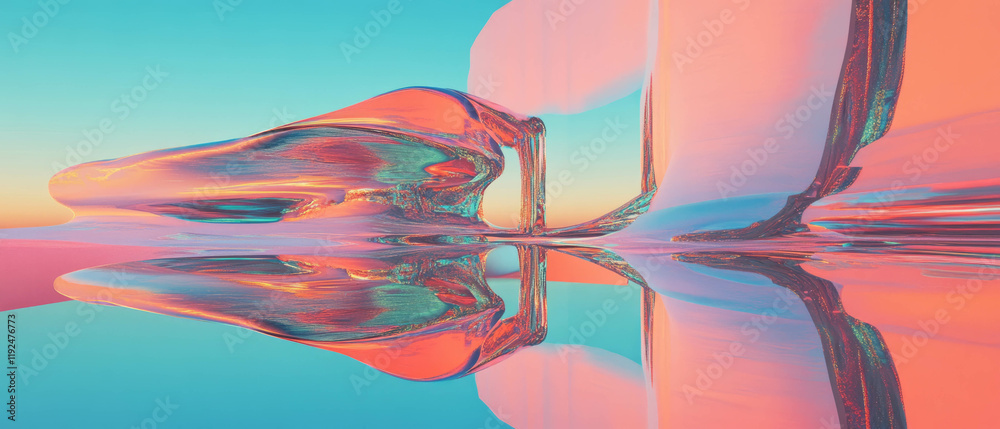 Poster Mirrored patterns create stunning geometric reflections in vibrant colors
