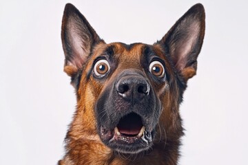 A close-up shot of a dog's face with its mouth open, suitable for use in pet-related or animal-themed contexts