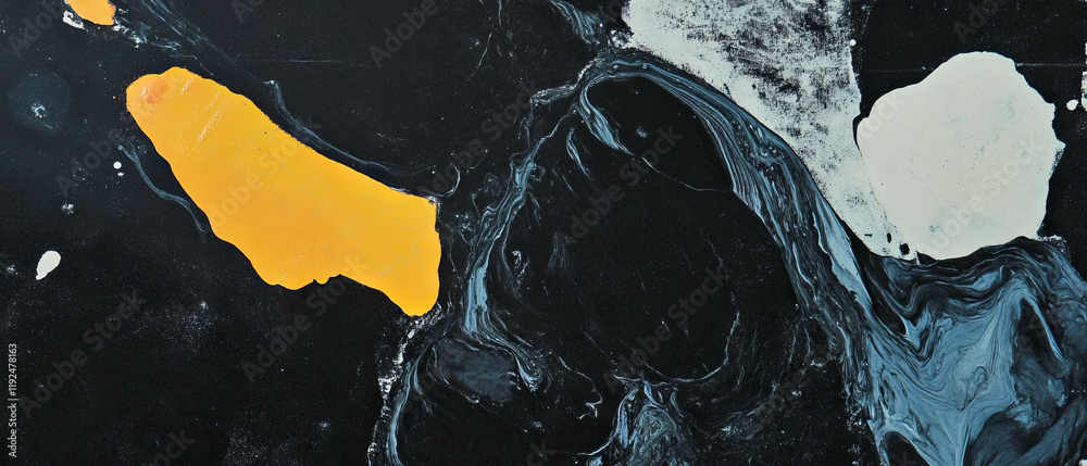 Poster creative exploration of monoprints with vibrant textures and spontaneous marks in bold colors