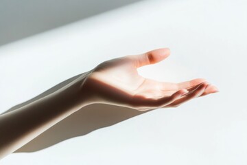 A person stretching out their hand to catch some warm sunlight