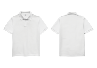 White polo shirt template, front and back view, isolated on a white background png 