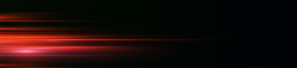 Speed ​​vector illustration, road. Red laser beams isolated on black background. Abstract light effect. Red lens flash. Horizontal rays glowing in the dark.	
