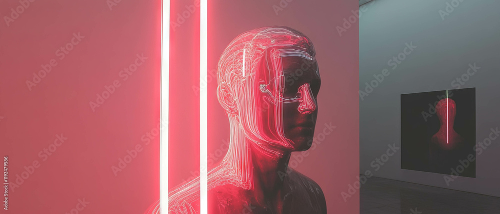 Aufkleber neon tubes create abstract statues and minimalist art in vibrant colors