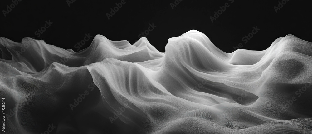 Poster organic shapes flow in distorted natural forms against a dark background