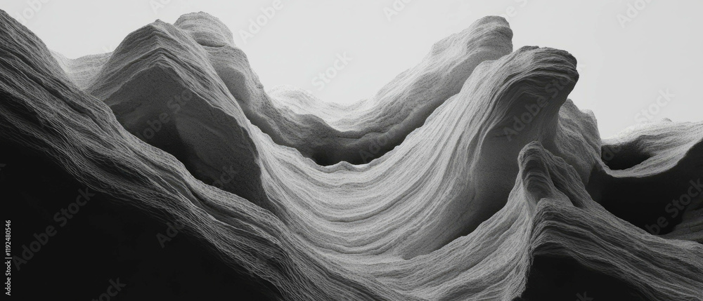 Poster flowing lines and organic shapes create a distorted natural landscape