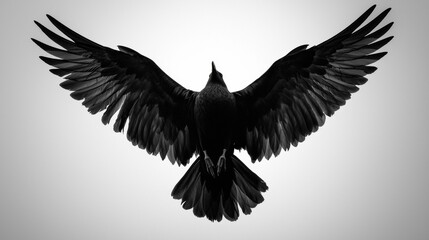 Naklejka premium Eagle in flight silhouette with wings spread wide, designed as a black vector illustration symbolizing wildlife and freedom