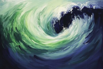 Ocean wave painting with dramatic swirling colors, capturing the power and beauty of nature, ideal for art enthusiasts and coastal decor inspiration.