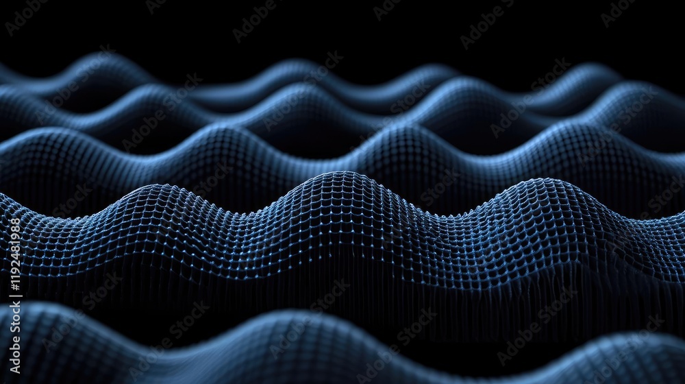 Poster Studio absorber concept. Abstract digital waves in a blue gradient, representing depth and modern visual aesthetics.