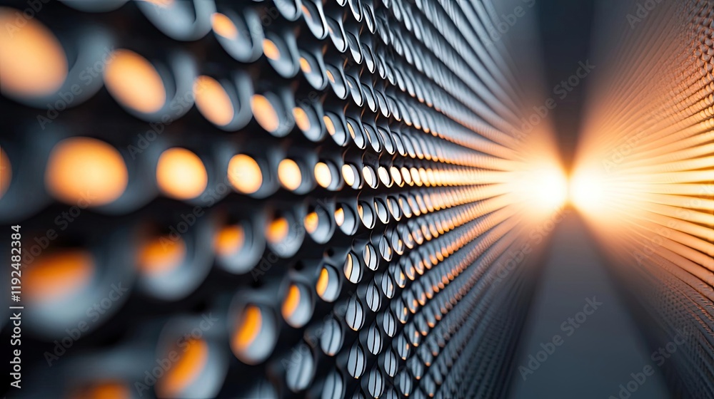 Poster Studio absorber concept. Close-up of a textured surface with glowing lights creating a futuristic atmosphere.