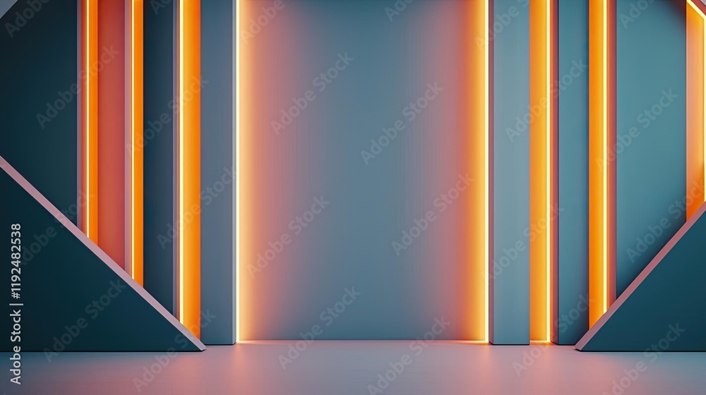 Poster studio absorber concept. modern background with neon lights ideal for presentations and creative pro
