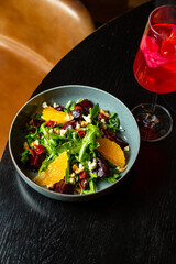 Delicious and fresh salad with dressing