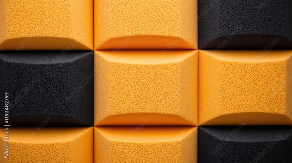 Poster studio absorber concept. a vibrant abstract pattern featuring geometric shapes in black and orange t