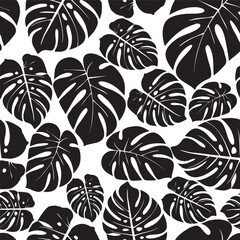 Delicious monster leaf pattern. Monstera tropical jungle seamless pattern. Vector hand drawn illustration for fabric, textile, wallpaper tourism design.