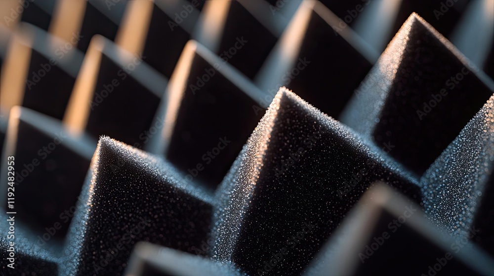 Poster studio absorber concept. close-up of acoustic foam texture for soundproofing in a studio environment