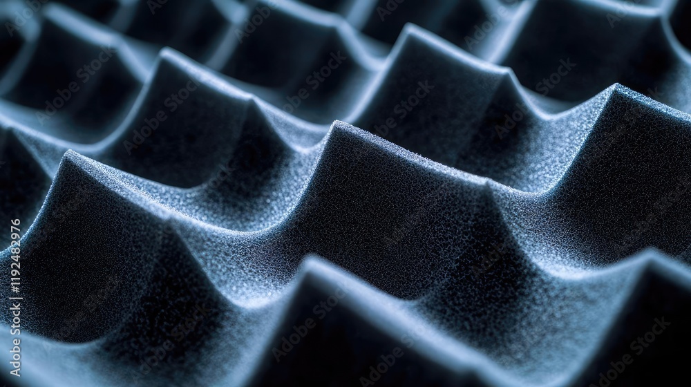 Aufkleber Studio absorber concept. Abstract close-up of textured surface with dynamic wave patterns in blue light.