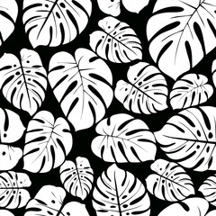 Delicious monster leaf pattern. Monstera tropical jungle seamless pattern. Vector hand drawn illustration for fabric, textile, wallpaper tourism design.